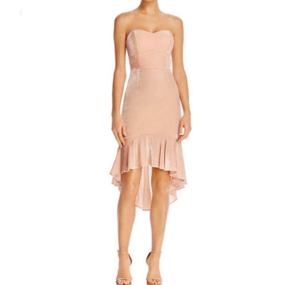 WAYF Gwen Strapless High/Low Velvet Dress